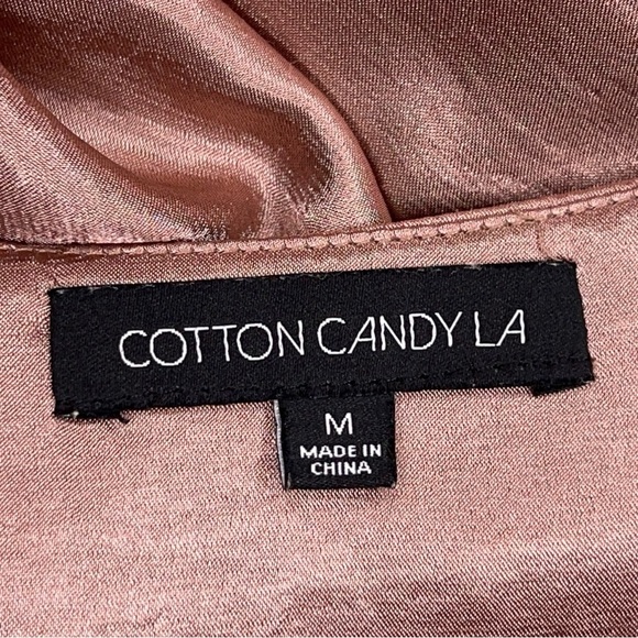 MEDIUM COTTON CANDY LA CHAMPAGNE PINK SATIN DRESS EVENT PARTY COCKTAIL COWL NECK - Picture 10 of 12